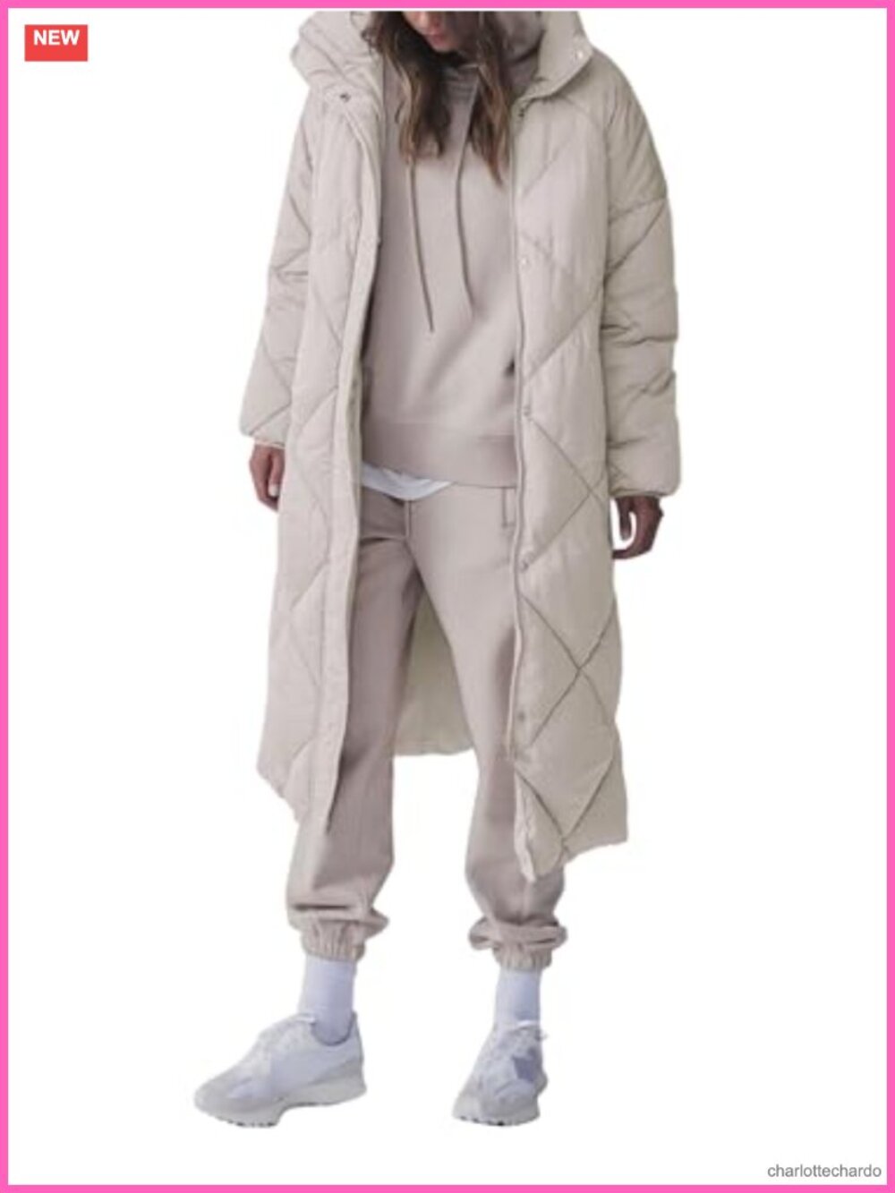 Womens Long Quilted Puffer Jacket Zip Button Winter Coat